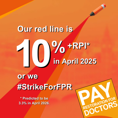 StrikeForFPR's tweet photo. Last year, BMA members banked our progress towards Full Pay Restoration. Now we need to build.
We need to #StrikeForFPR if we don't get a pay offer of RPI+10% by April this year.
If you want to join the campaign, read this -> https://t.co/JQdhDkOjgE https://t.co/DpG4DjH49C