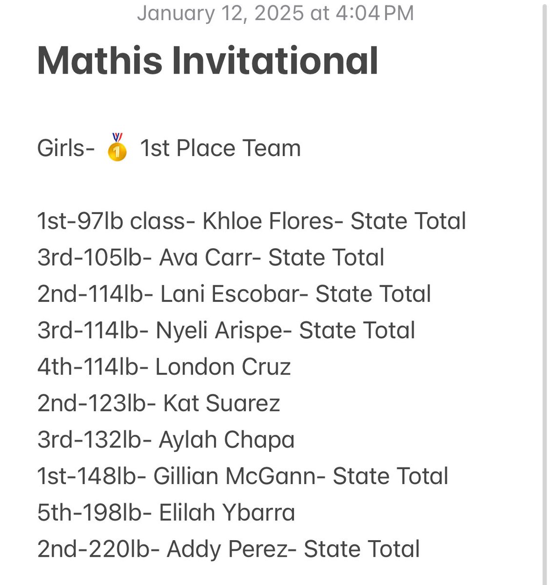 CoachTonyRamon's tweet photo. 1st Powerlifting Meet of the season in the books.  The Girls brought home the Team Championship and the Boys finished in 2nd. Thanks to Mathis HS for the hospitality. #CCLondonPower #LiftHeavy https://t.co/nSc3ildVnj