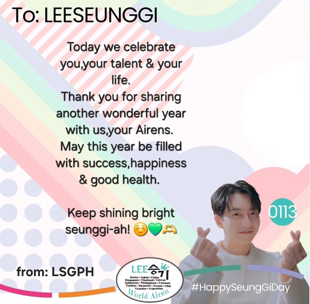 Happy Happy Birthday to our Worldstar &amp; our solace, Lee Seung Gi ♡ 

Mahal Ka Namin 🫶💚

#이승기 #LEESEUNGGI
#HAPPY_LEESEUNGGI_DAY 
#HappySeungGiDay 
<a href="/bpmentofficial/">BPM official</a>