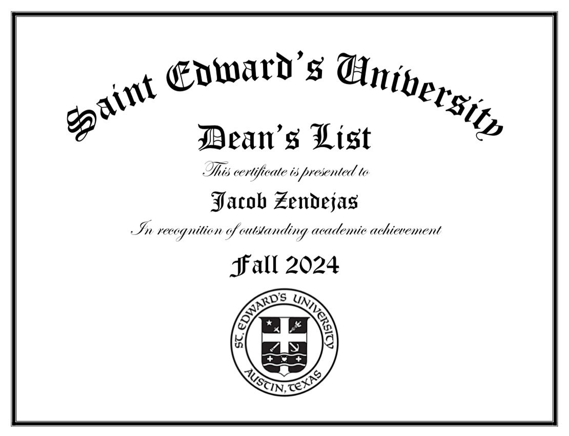DavidZendejas2's tweet photo. "Couldn’t be prouder of you son! Dean’s List! Your hard work, dedication, and perseverance are truly inspiring. Keep shining, and the sky’s the limit! 🧱 by 🧱 @zendejas_jacob 

#ProudParent #DeansList #HardWorkPaysOff"#StudentAthlete https://t.co/6j5k9iqioH
