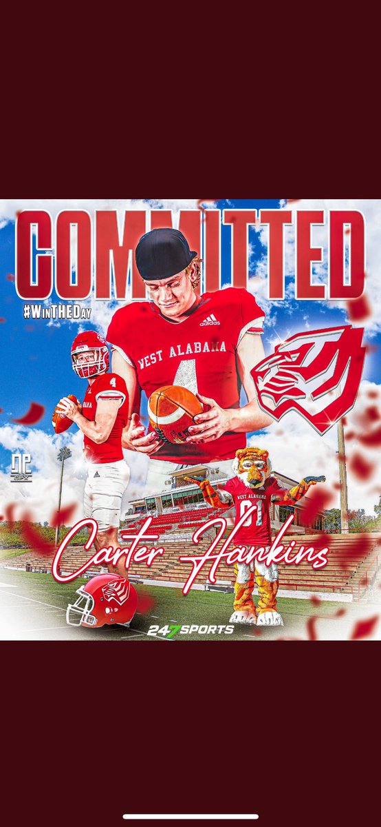 1000% COMMITTED <a href="/uwa_football/">West Alabama FB</a> 
After a great conversation with <a href="/cfelus/">Carmen Felus</a> and <a href="/bgillilandUWA/">Brett Gilliland</a> ,I am excited to announce that I will be furthering my academic and athletic career at The University of West Alabama!! 
<a href="/harrysat15/">Harry Satterwhite</a> 
<a href="/CourtlandHays/">Courtland Hays</a> 
<a href="/KingWilk/">Cade Wilkerson</a> 
<a href="/CoachStory_EMCC/">Michael Story</a>