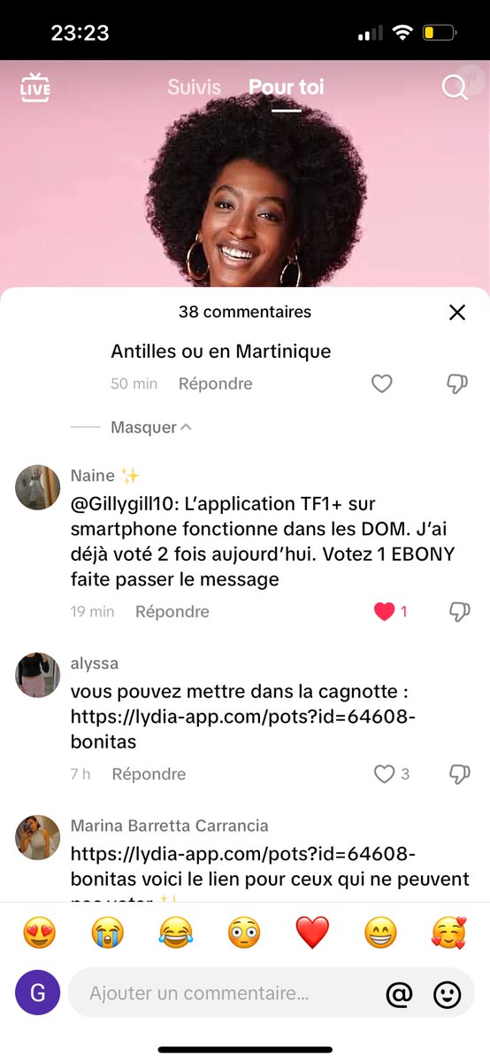 Bijoux91917401's tweet photo. LES ANTILLES TÉLÉCHARGER L’APPLI TF1+ vous pouvez voter ça fonctionne !!!!! #StarAcademylelive #staracademy https://t.co/UUtRSDIVDu