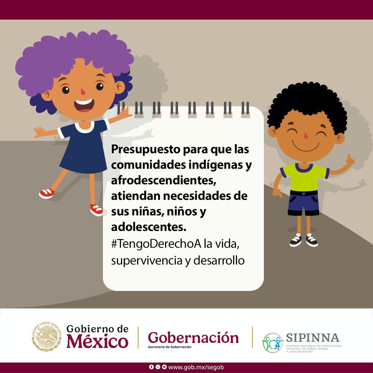 SIPINNA_MX's tweet photo. Por primera vez en la historia, todas las comunidades indígenas y afrodescendientes contarán con presupuesto para infraestructura social que beneficia a niñas, niños y adolescentes #SoySipinna reconoce esta política pública del #GobiernoMX #100DíasPresidenta @SEGOB_mx https://t.co/tIL3CboZHf