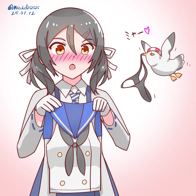 ウミネコさんが稲木ちゃんのために新しい服を盗n…持ってきてくれたよ! #艦これ版深夜の真剣お絵描き60分一本勝負 #艦これ版真剣お絵描き60分一本勝負_20250112 #艦これ 