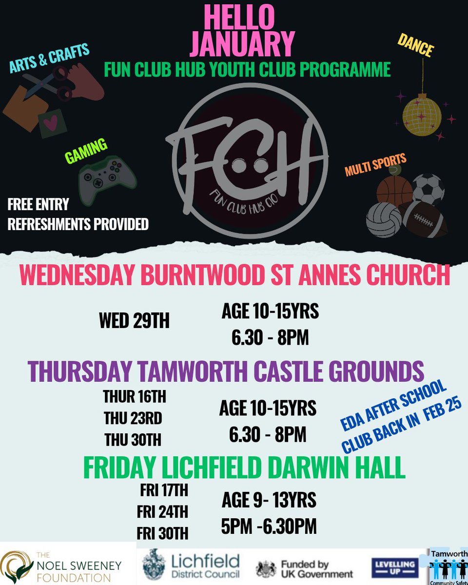 Fun Club Hub CIO Charity (@funclubhub1) on Twitter photo Yassss we are back check out where we are in your area.#youthwork <a href="/EDarwinAcademy/">Erasmus Darwin Academy</a> <a href="/TamworthCouncil/">Tamworth Council</a> <a href="/BurntwoodTC/">Burntwood TC</a> <a href="/Lichfield_DC/">Lichfield District Council</a> Yassss we are back check out where we are in your area.#youthwork <a href="/EDarwinAcademy/">Erasmus Darwin Academy</a> <a href="/TamworthCouncil/">Tamworth Council</a> <a href="/BurntwoodTC/">Burntwood TC</a> <a href="/Lichfield_DC/">Lichfield District Council</a>
