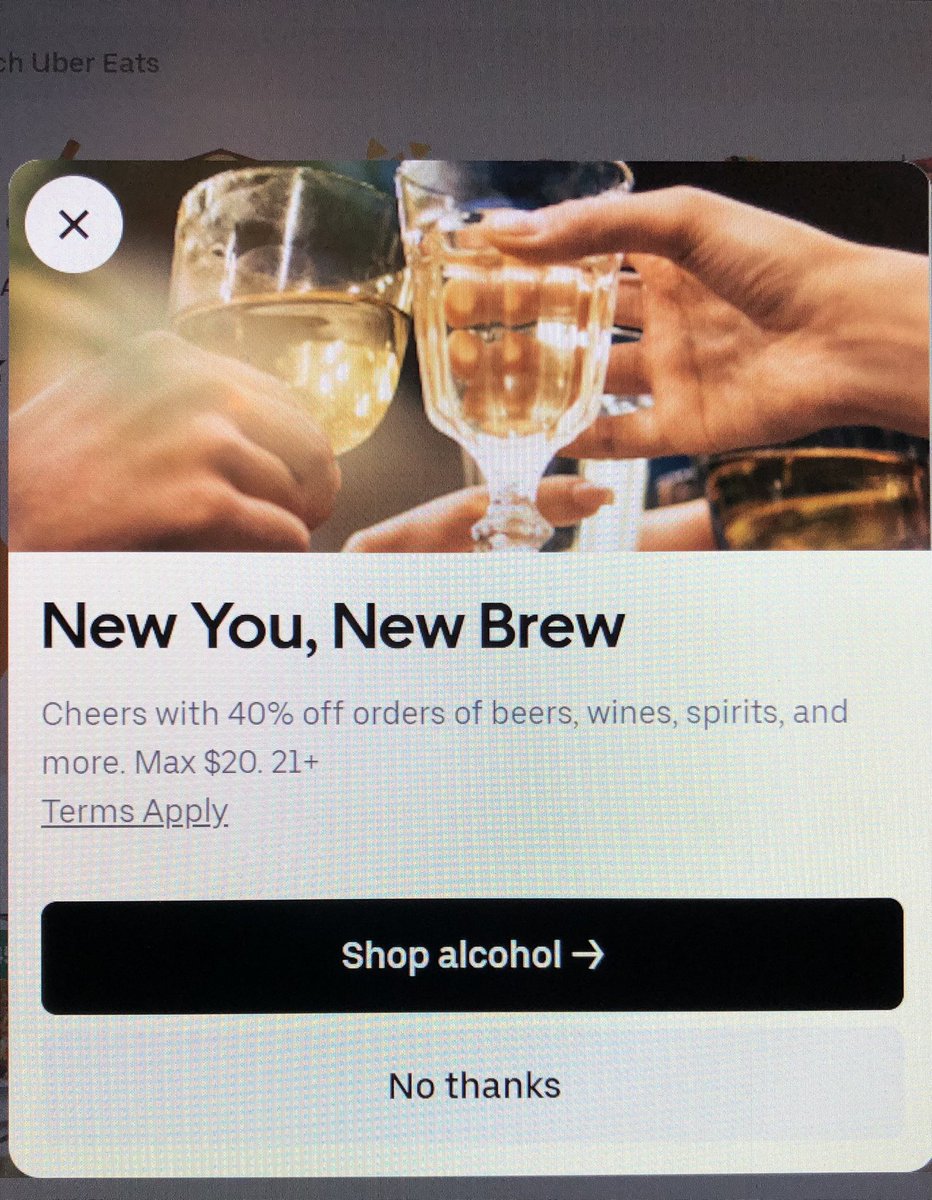Bro <a href="/UberEats/">Uber Eats</a> I’ve been sober 7 years, but thanks for the coupon 🤦‍♂️