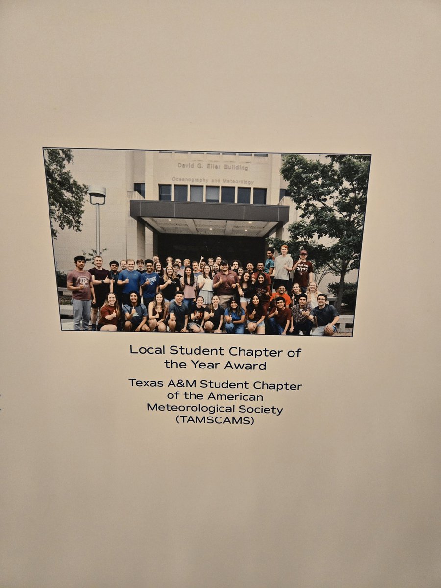 Excited to honor <a href="/TAMSCAMSNWA/">TAMSCAMS</a> for all the work the officers and members, past and present, have done to create such an awesome (I know I'm biased) community of support, mentorship, service and learning <a href="/tamu_atmo/">TAMU Atmospheric Sciences</a> #AMS2025! Congrats!