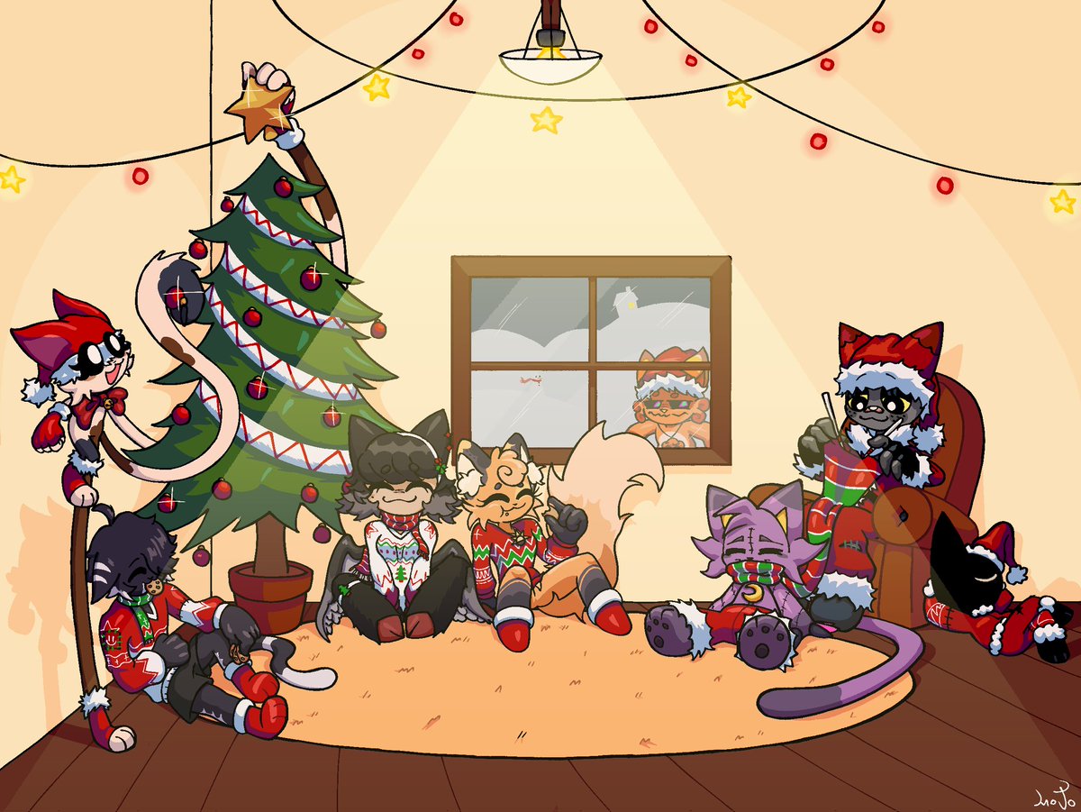 MiojoBLINDADO_'s tweet photo. I finally finished this 😭
Better late than never, right... RIGHT!?  

#SmilingCrittersOC #Sprunki #SprunkiAU #Mojo #Gray #Trickykitty #Copykat #Christmas2024 #OC https://t.co/m9LhPAstit
