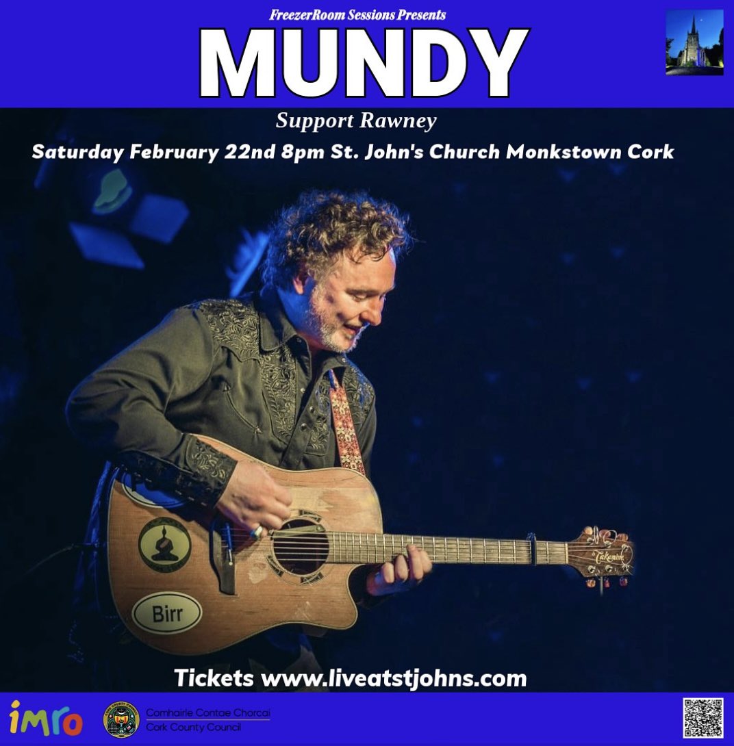 Very excited to support Mundy for <a href="/freezerRoom/">freezerRoom</a>’s Live at St. John’s in #Monkstown next month! Tickets on sale now here: eventbrite.ie/e/mundy-plus-s…

#livemusic #corkmusic #liveatstjohns #support #mundy