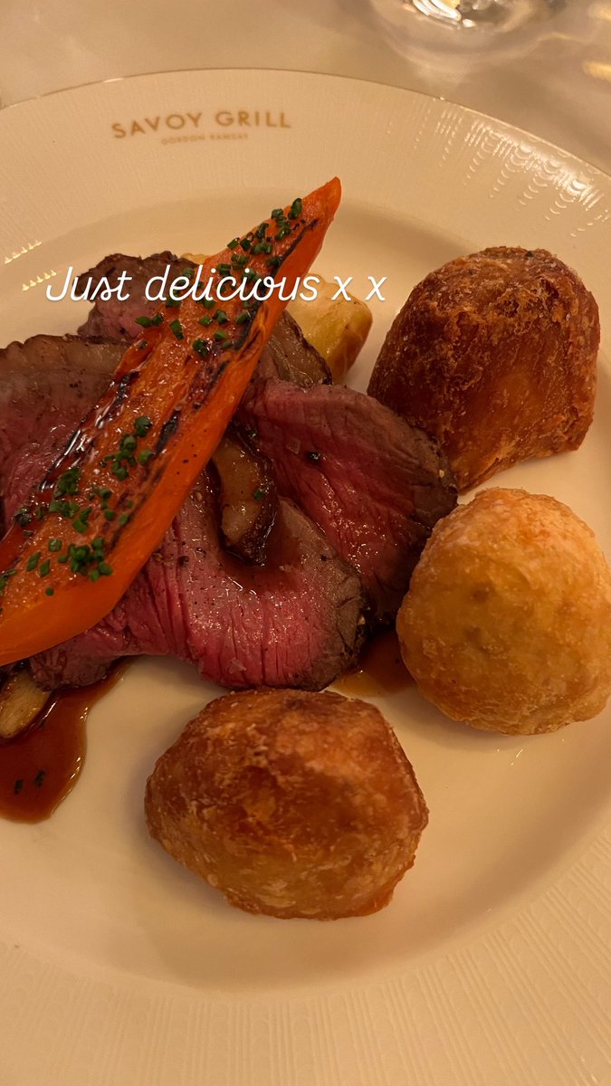 Ladyvickyp's tweet photo. @GordonRamsay I am in a food coma the food was outstanding the roast top drawer and the sticky toffee pudding so light and yummy x thank you #savoy #savoygrill @TheSavoyLondon https://t.co/VZv9NemriN