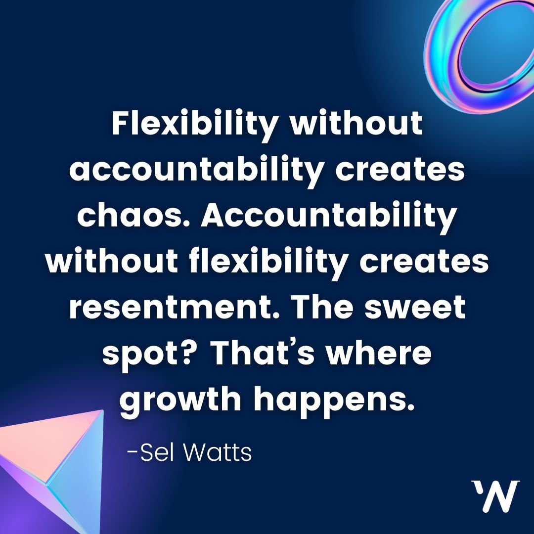 Finding the balance is key: 🌟 Flexibility without accountability leads to chaos, while accountability without flexibility breeds resentment. The sweet spot? That’s where growth happens. 🌱✨  

Are you ready to build a culture that thrives? Let’s get started. 💼

#LeadershipTips