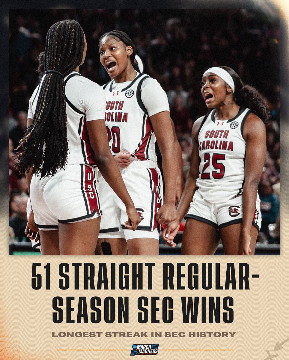 MarchMadnessWBB's tweet photo. The Gamecocks are an unstoppable force 😤🔥

#NCAAWBB x @GamecockWBB https://t.co/lfWTuSRyxI