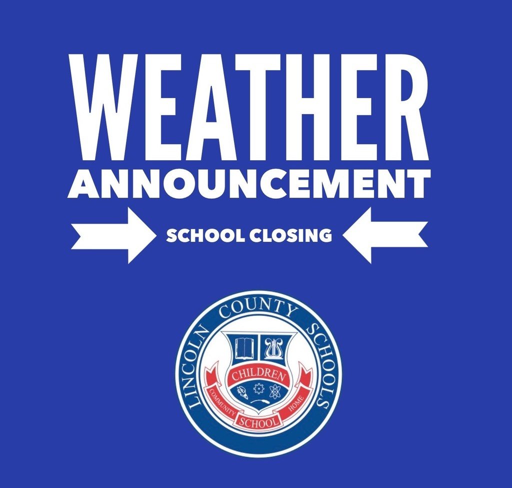 LCSchools1's tweet photo. All schools in Lincoln County will be closed on Monday, January 13. While the main roads are mainly clear, many back roads remain in poor condition. Additionally, all offices, including the central office, will also be closed. https://t.co/SPtw8jMHI5