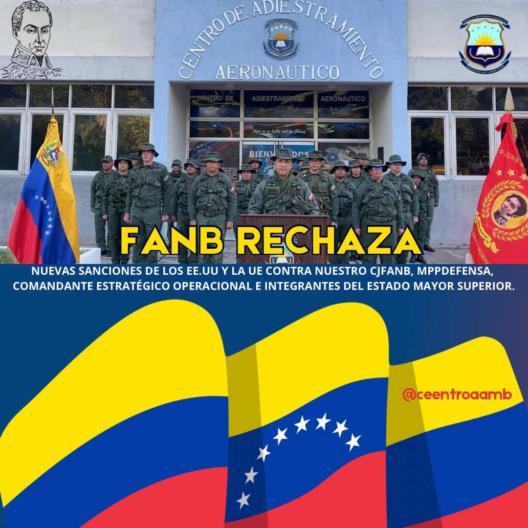 Desde el Centro de Adiestramiento Aeronáutico, rechazamos las nuevas sanciones impuestas por la infausta cobardía imperial representada por el Departamento del Tesoro de EE.UU. junto con la Unión Europea y el Reino Unido.