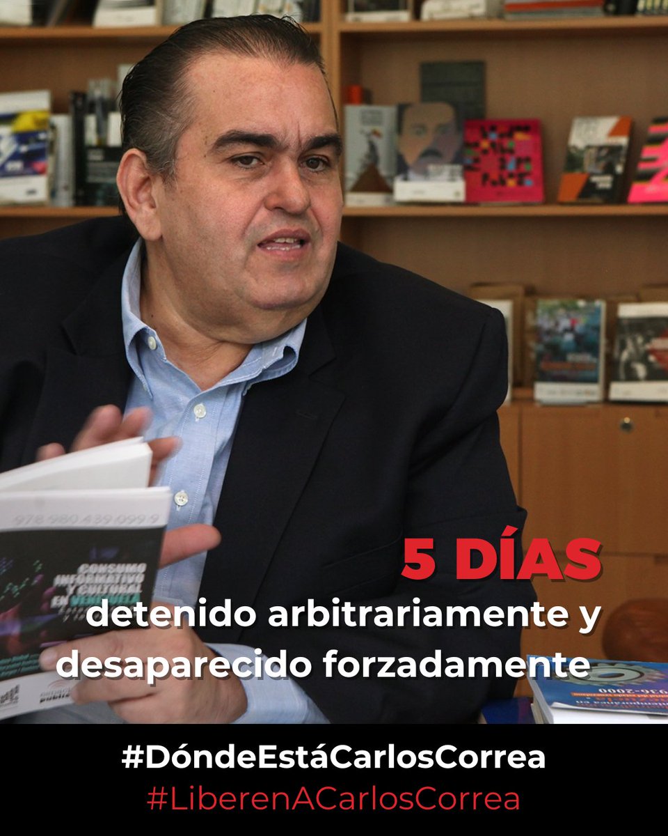 A las 7:00 pm de este #12Ene el Estado negó nuevamente el paradero de Carlos Correa. El Sebin Helicoide indica que Correa no está en sus instalaciones. 

Sin información oficial verificable, Carlos sigue  en desaparición forzada.

#LiberenACarlosCorrea
#DóndeEstáCarlosCorrea
