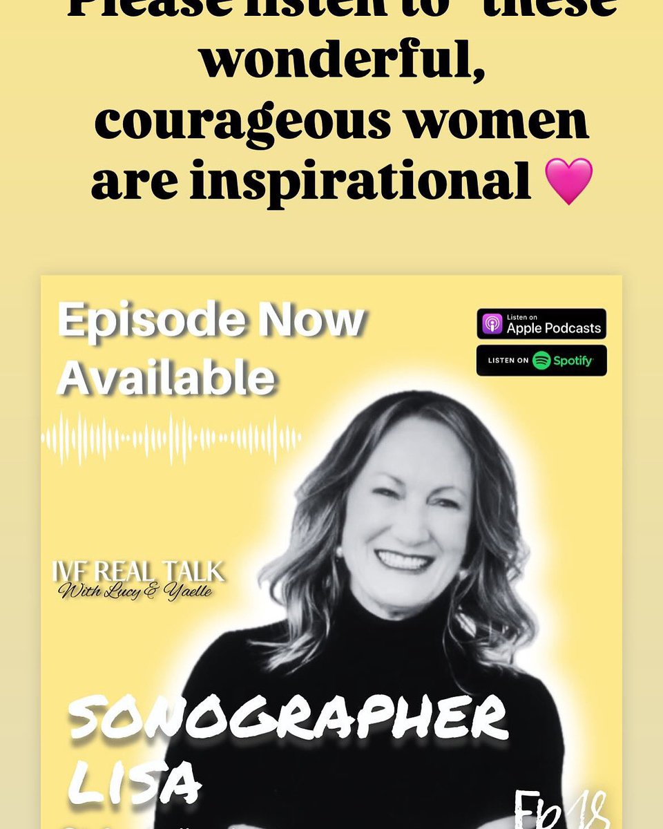 For all those embarking on the IVF journey this Podcast opens the conversation to how you “feel” during this time - these women are truly inspiring &amp; courageous sharing their personal experiences with IVF

PLEASE give them a follow on instagram @ivfrealtalk

Thank you ☺️