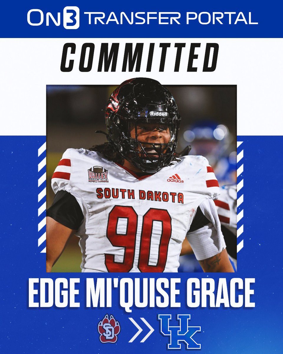 RoushKSR's tweet photo. KSR has learned that FCS All-American Mi’Quise Grace is transferring to Kentucky. 

One of the best available players in the portal, the Cats pulled off a HUGE win over Georgia for the talented pass rusher. 

READ: https://t.co/DAYFNIHw2D https://t.co/0uUGRDkaKq