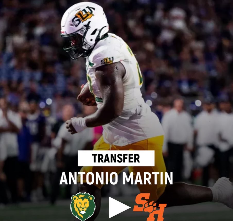 Southeastern Louisiana transfer RB Antonio Martin has signed with <a href="/BearkatsFB/">Sam Houston Football</a>!

Martin rushed for 1,228 yards and 11 touchdowns in 2024!