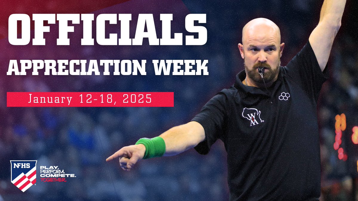 It’s Winter Officials Appreciation Week!

Join us in thanking over 99,000 high school winter sports officials around the nation who dedicate their time to making competition a SAFE &amp; FAIR experience for our school communities 👏

#OfficialsAppreciation #PlayPerformCompeteTogether