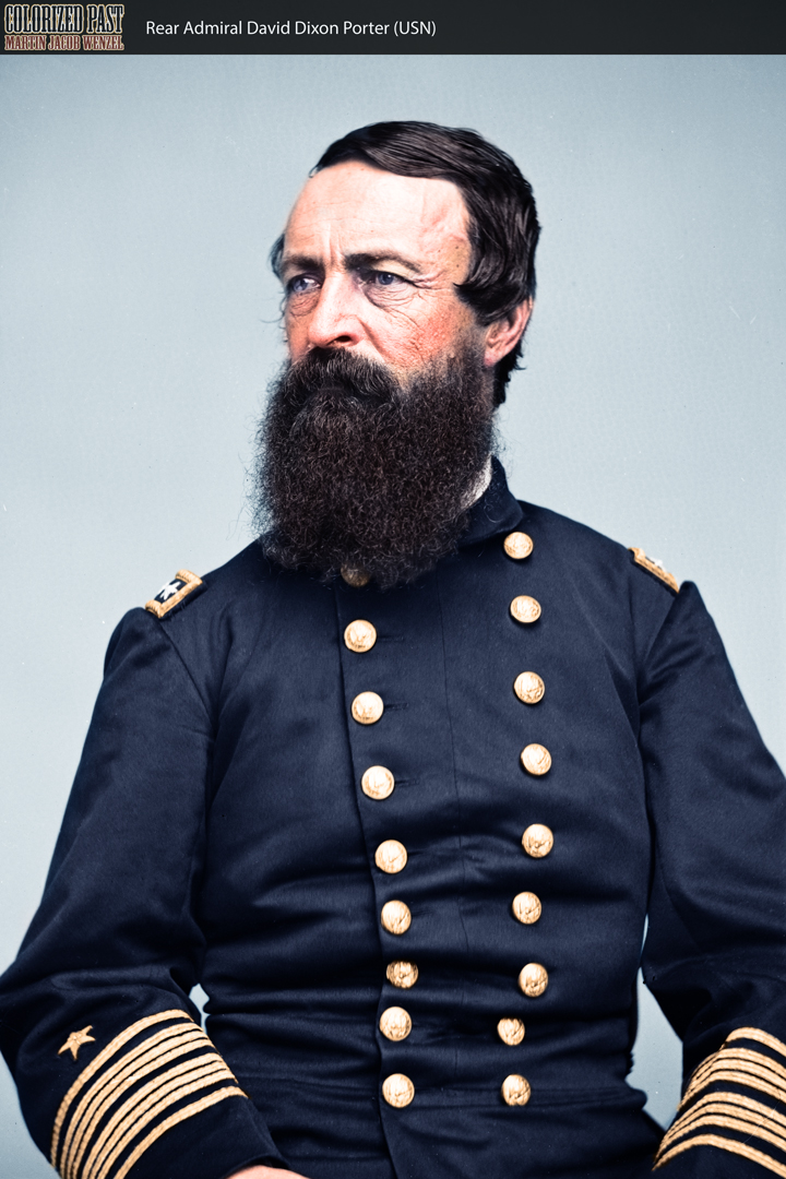 ColorizedPast's tweet image. Rear Admiral David D. Porter (USN)

Union naval leader during the American Civil War.  Following his adopted brother David G. Farragut's death in 1870, Porter became the @USNavy's second ever full admiral.

#colorization #civilwar #USNavy #History