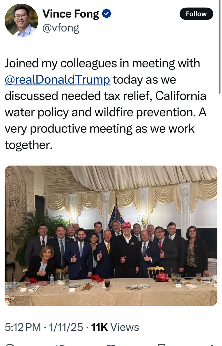 SoCalBev1's tweet photo. @mistergeezy Meantime every CA Republican is at Mar-A-Largo this weekend instead of helping relief efforts and working for their constituents in CA. https://t.co/efBkv7oFXv