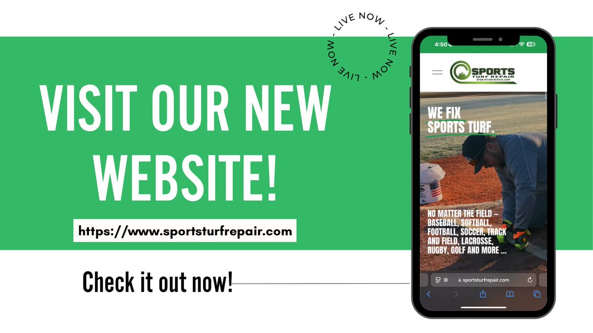 Exciting news! The Sports Turf Repair website is live! 🥳 Explore our services and see how we can bring your field back to peak performance. Visit us now at sportsturfrepair.com.