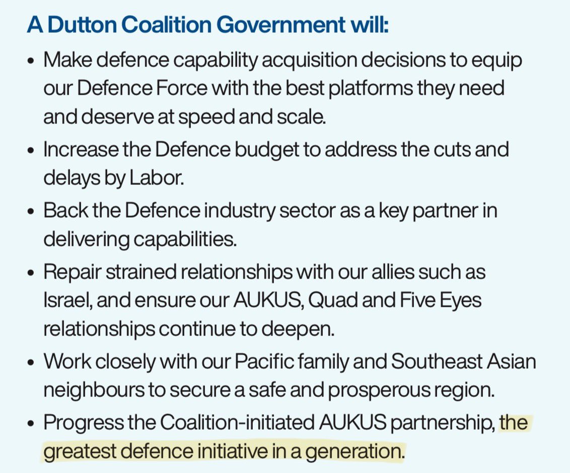 MrRexPatrick's tweet image. .@PeterDutton_MP says #AUKUS is "the greatest defence initiative in a generation". Really! A highly risky $368B all-eggs-in-one-basket capability that saps sovereignty, shifts billion$ overseas, and wont be fully delivered in full until well after 2050 (if ever). 🤦‍♂️ 1/2 #auspol