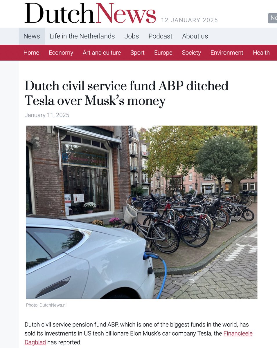 NEWS: Europe’s largest pension fund says it sold its entire $585M stake in $TSLA in Q3 partly due to Elon Musk’s compensation package. The fund voted against it and thought it was "exceptionally high.”

If they had held, their Tesla stake would now be worth over $1.1 billion.