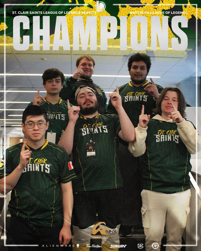 WE ARE YOUR #WaterLAN LEAGUE OF LEGENDS CHAMPIONS 🏆

🥇 <a href="/TiltedAlonso/">Alonso</a> 
🥇 <a href="/Sama_lol1/">Sama</a> 
🥇 <a href="/BigDaddyMoff/">Ricky Lafleur</a> 
🥇 <a href="/lolflocon/">Jojo</a> 
🥇 <a href="/lolMattyy/">Matty</a> 
🥇 <a href="/MiraicleLoL/">Miracle</a> 

#SaintsLoL