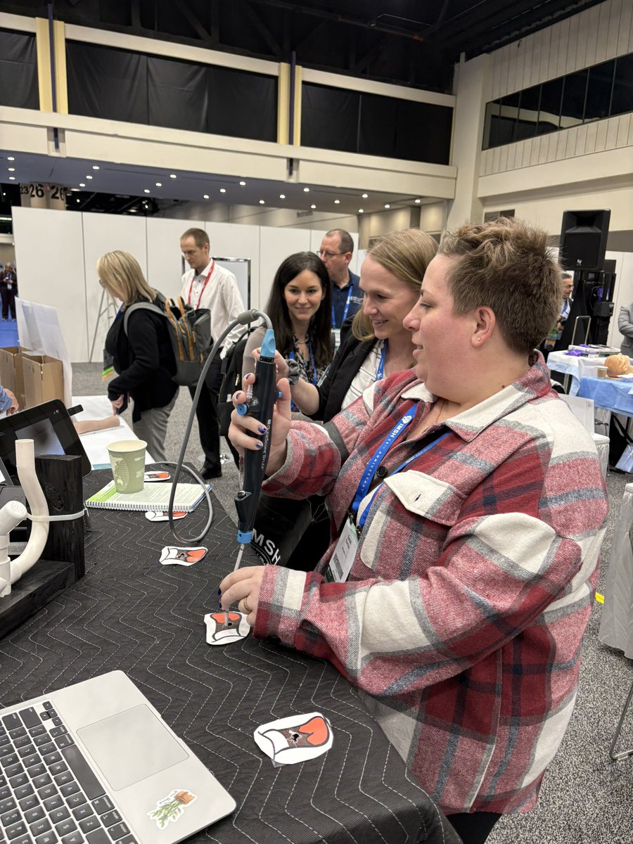 MikePallaci's tweet photo. Another great day at #IMSH2025 for the @SummaHealth sim team! Sim fellow Dr Adrienne Wolfe and I presented an IM sim curriculum, our team of techs wowed the crowd w their burn moulage, and Dr Bethany Johnston presented her PVC bronchoscopy maze
#IMSH #Simulation @USACS_Education https://t.co/Q2E4Lyx8zx