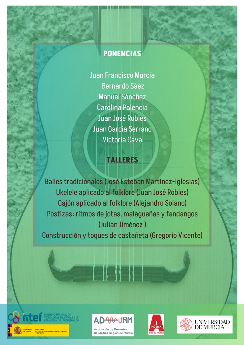 Ya están preparadas las III Jornadas de Patrimonio Musical ADMURM. Esta vez no te las pierdas.Tenemos talleres instrumentales y de movimiento. Ponencias para que puedas tener estrategias  musicales del folklore en el aula. <a href="/CentroSocialUMU/">Centro Social UMU</a> <a href="/Educarm/">Educarm</a> <a href="/CSMMURCIA/">CSMM MASSOTTI</a> <a href="/UMU/">Universidad Murcia</a>