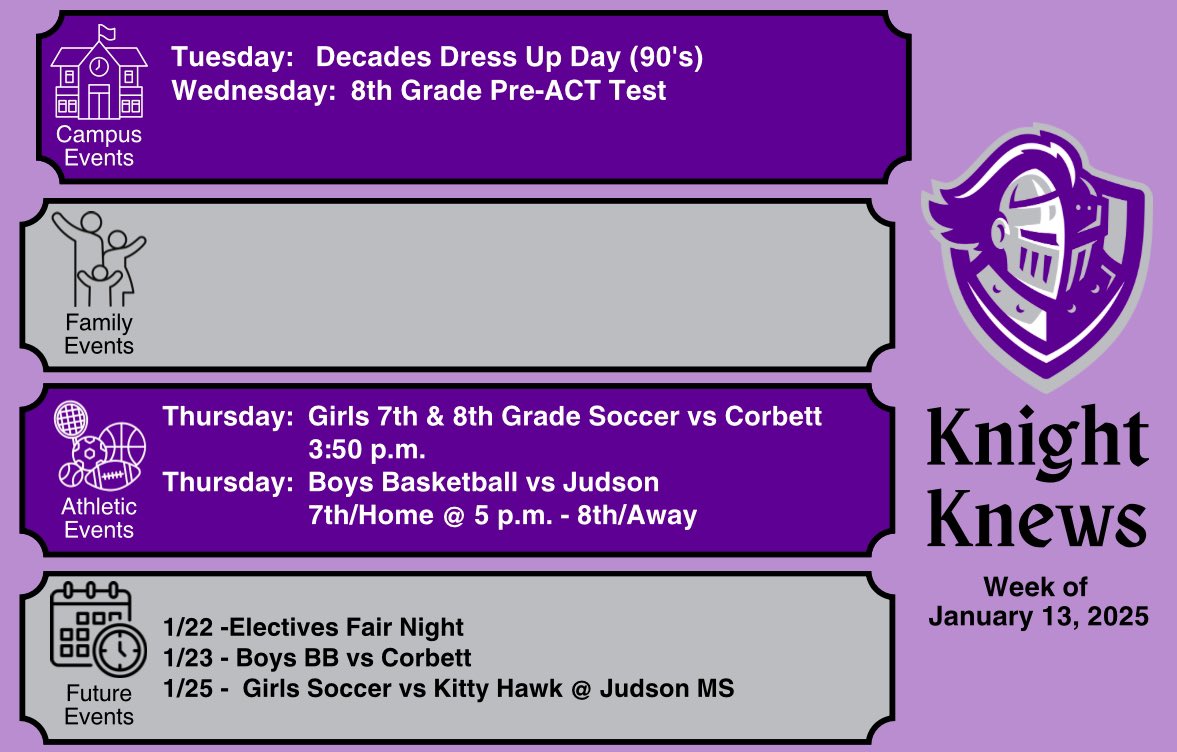 Legacy Middle School (@legacyecisd) on Twitter photo This week @ Legacy:
Tues.: Decades Day Dress Up 90’s
Wed.: 8th Grade Pre ACT Test
Thurs.: 7th/8th Girls Soccer vs Corbett <a href="/3/">Blair</a>:50 pm
Thurs.: Boys Basketball vs Judson @ 5 pm
7th/Home - 8th/Away
<a href="/ECISDtweets/">East Central ISD</a> <a href="/Barbela9/">Dr. Lori Barber</a> This week @ Legacy:
Tues.: Decades Day Dress Up 90’s
Wed.: 8th Grade Pre ACT Test
Thurs.: 7th/8th Girls Soccer vs Corbett <a href="/3/">Blair</a>:50 pm
Thurs.: Boys Basketball vs Judson @ 5 pm
7th/Home - 8th/Away
<a href="/ECISDtweets/">East Central ISD</a> <a href="/Barbela9/">Dr. Lori Barber</a>