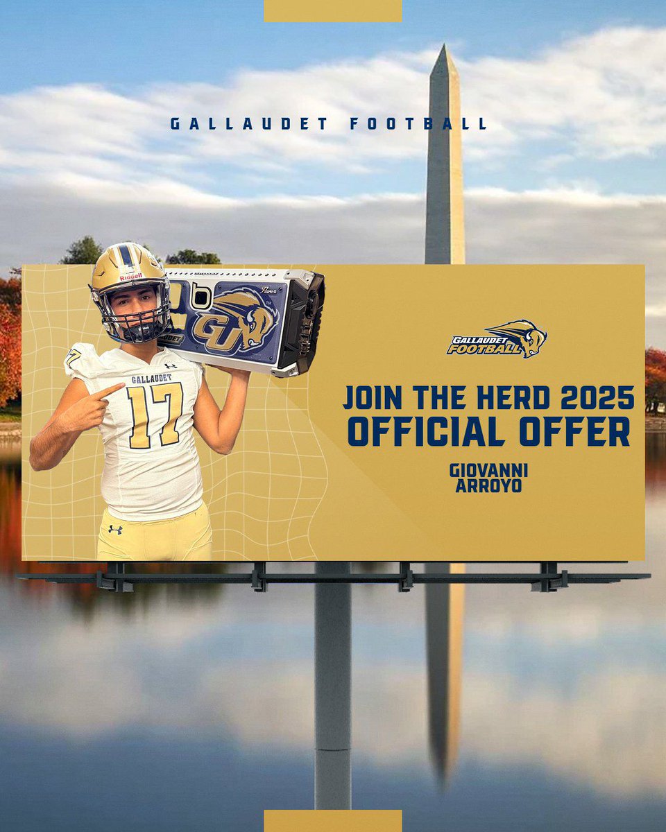 #AGTG Truly blessed to receive an OFFER from Gallaudet University! 🟡🔵<a href="/GallaudetU/">Gallaudet University</a> | <a href="/HarlemFootball/">Harlem Bulldogs Football</a> <a href="/RoHo2727/">Rodney Jay Holder</a> <a href="/GallyCoachChuck/">Chuck Goldstein</a> <a href="/CoachBean8/">Shelby Bean</a> <a href="/BoiterMark/">Mark Boiter</a> <a href="/coachmcbride34/">Hunter McBride</a> <a href="/CoachTank78/">Frank Mullen</a> <a href="/RecruitGeorgia/">Recruit Georgia</a>