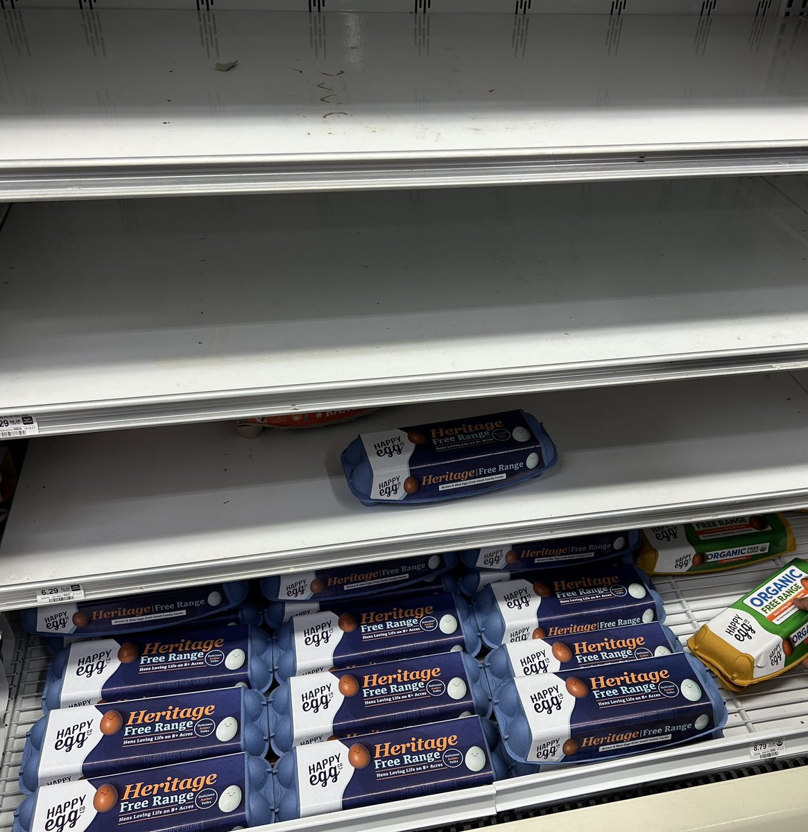 Only “free range” remain after the storm buying spree. The people here can afford any eggs they want. But as is clear, many won’t pay the premium. This is reality for farmers and consumers: wide choices in food are important. And, affordable food - for all - matters. 2/2