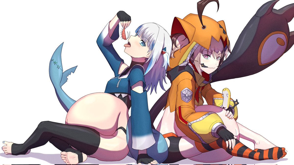 Gura and Gigi. What a cute combo. 
<a href="/sai_9001/">Sai 🔍🔱🎲💎</a> , Thank you for taking comission.