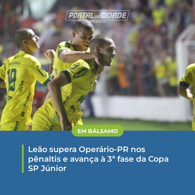 EM BÁLSAMO | 🦁⚽ Goleiro Lacerda defende o último pênalti, cobrado por Japa, do Operário, e carimba o passaporte do Mirassol; próximo adversário é o Criciúma-SC

➡Matéria completa no link 👇

portaldacidade.co/84a43e47bb