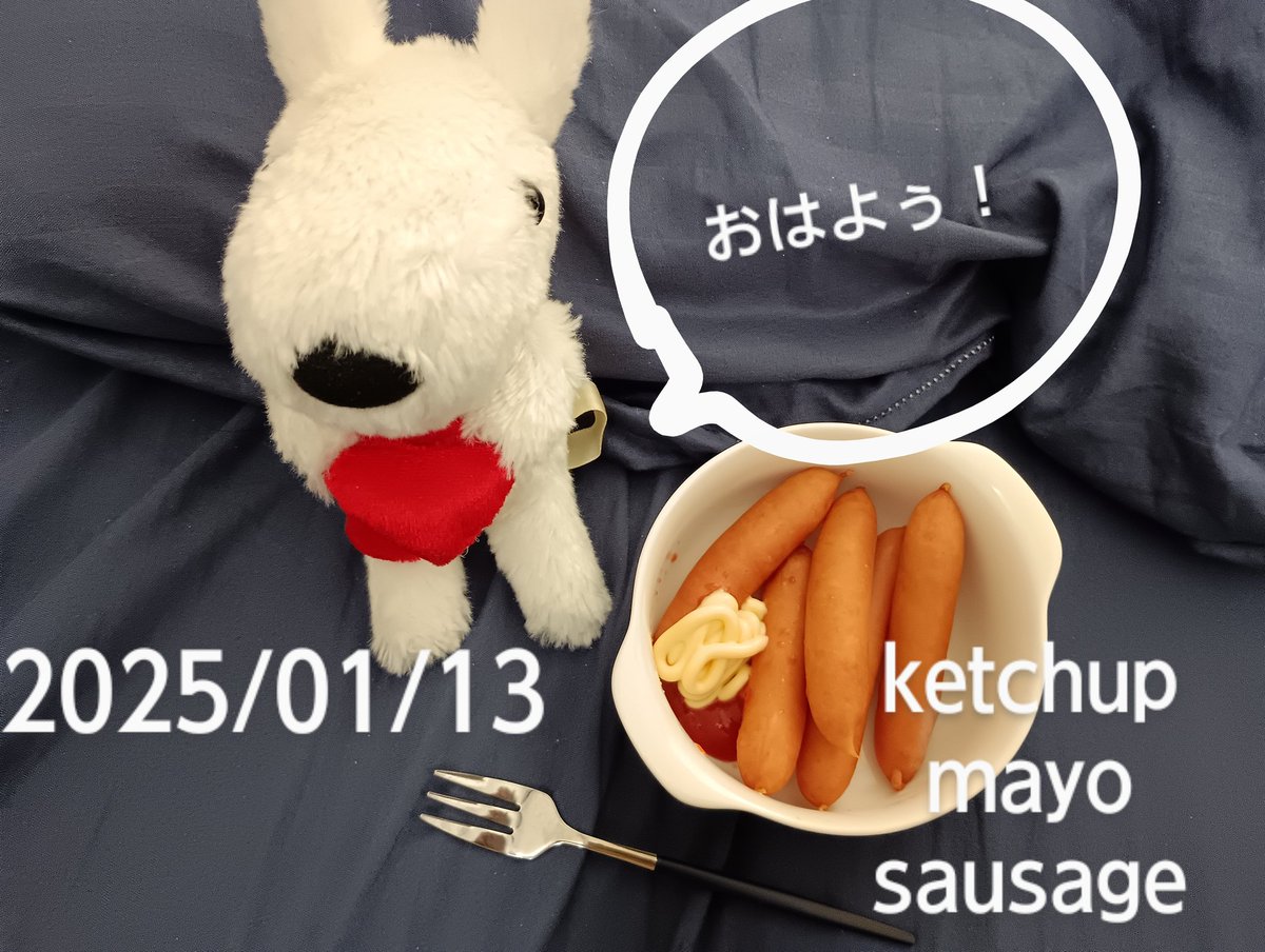 yukarinnui's tweet photo. おはようございます☀︎
朝ごはん食べたあと、お腹すいて、ソーセージをレンチンして、ケチャップマヨで食べました!!
お昼は何食べよう?…🤔💭
皆さん、素敵な1日を🥀〜✿ ❦
#snackfood #ぬい撮り https://t.co/ytSDx1jsNU