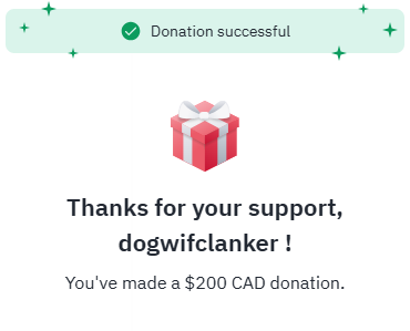 dog wif support!

our community has generated around $50,000 in volume the last 24H, bringing in around $200 in rewards. 

as promised, we have donated 100% of these rewards to our animal frens that are impacted by the devastating wildfires in California.

americanhumane.org
