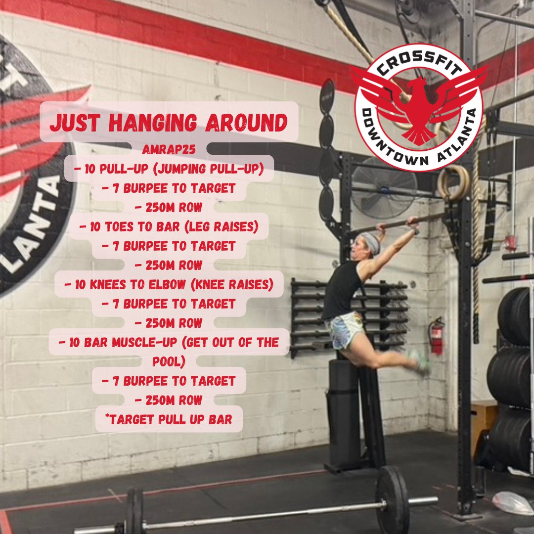 cfdowntownatl's tweet photo. 250113 "Just Hanging Around" #amrap #pullup #toestobar #kneestoelbow #barmuscleup #cfda #liftheavy #runfast #havefun #bewell #cabbagetown #crossfitwod #committedtocrossfit #crossfit #WOD #CFWOD #workout https://t.co/yqgng4McDh