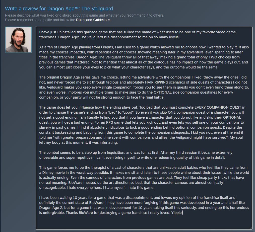 My review on Dragon Age: The Veilguard (Failguard)
*SPOILERS AHEAD*