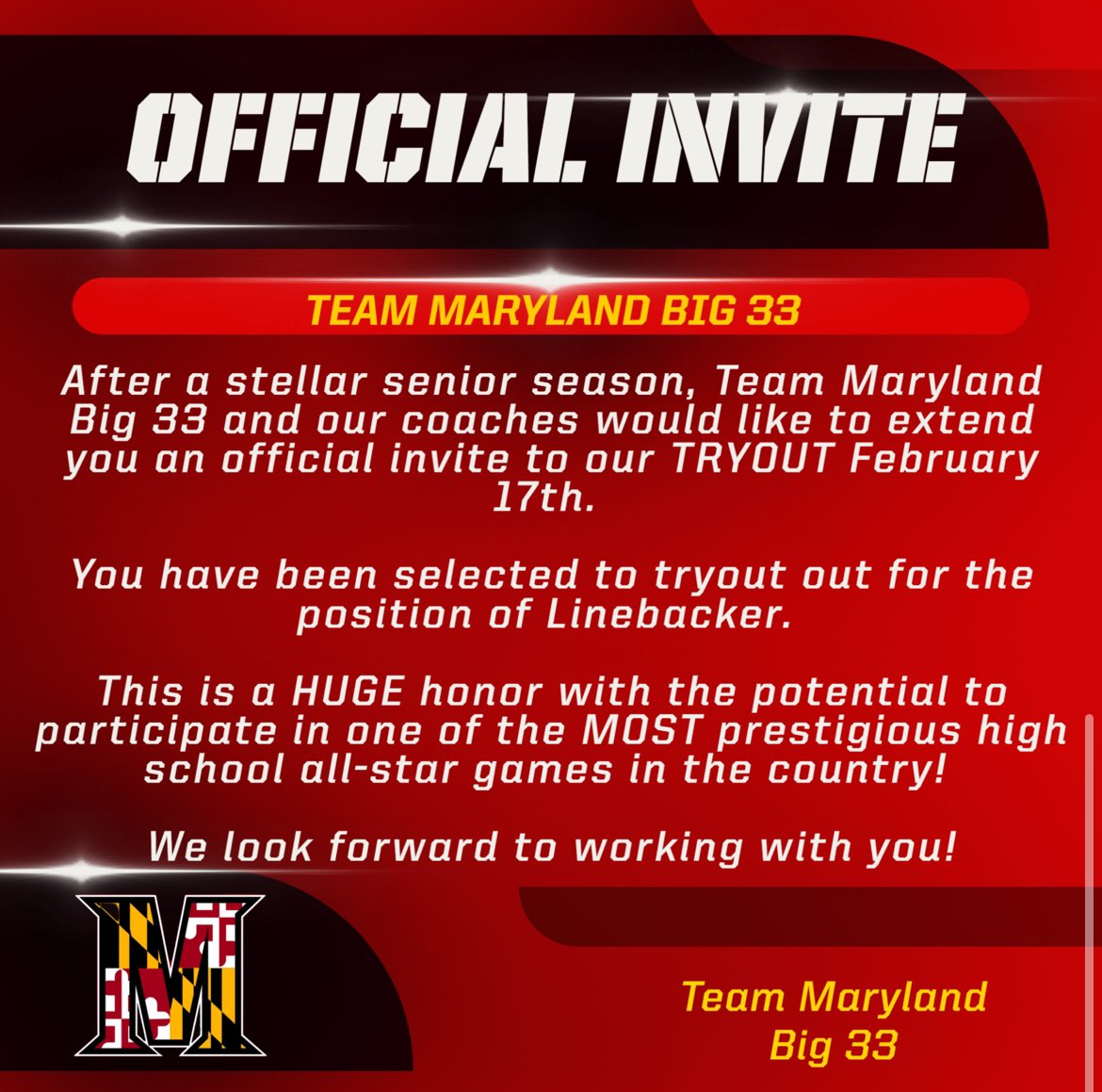 Excited for the Opportunity 🙏🏽 🙏🏽 <a href="/Big33MD/">Team MD Big 33</a> <a href="/SCCavsFootball/">Cavaliers Football</a>