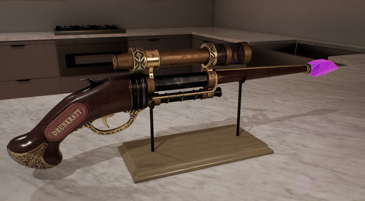 Today marks the end of another Chat House on stream. Where we let chat decide what things to make to furnish our small apartment in Unreal Engine. We finally finished an magical firearm suggestion from <a href="/DrunkratGame/">DrunkRatt</a>. Thanks again for the suggestion!