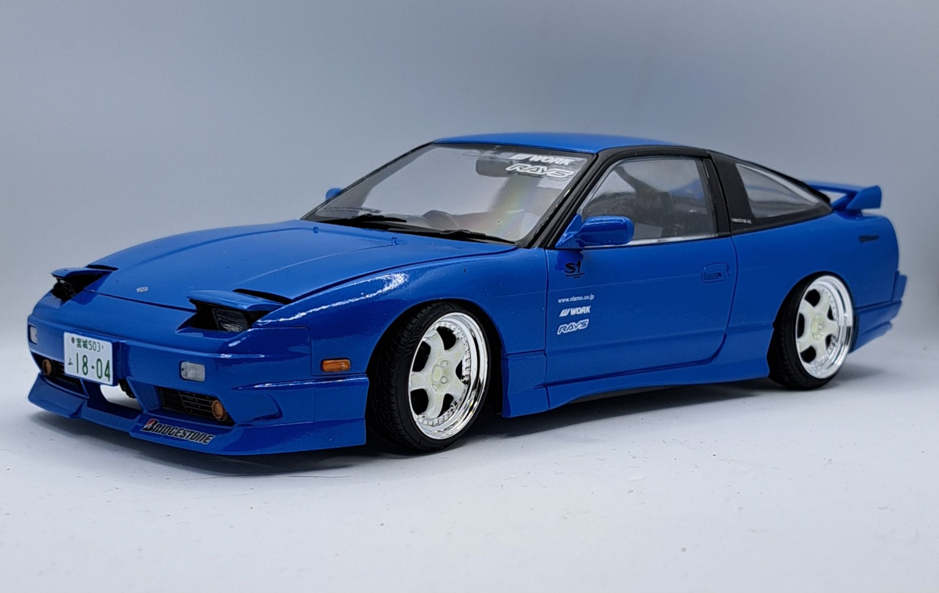 180SX 前期　ホワイト WORK Meister S1 アオシマ 1/24 180SX 前期 ホワイト WORK Meister S1 アオシマ 1/24 - メルカリ
