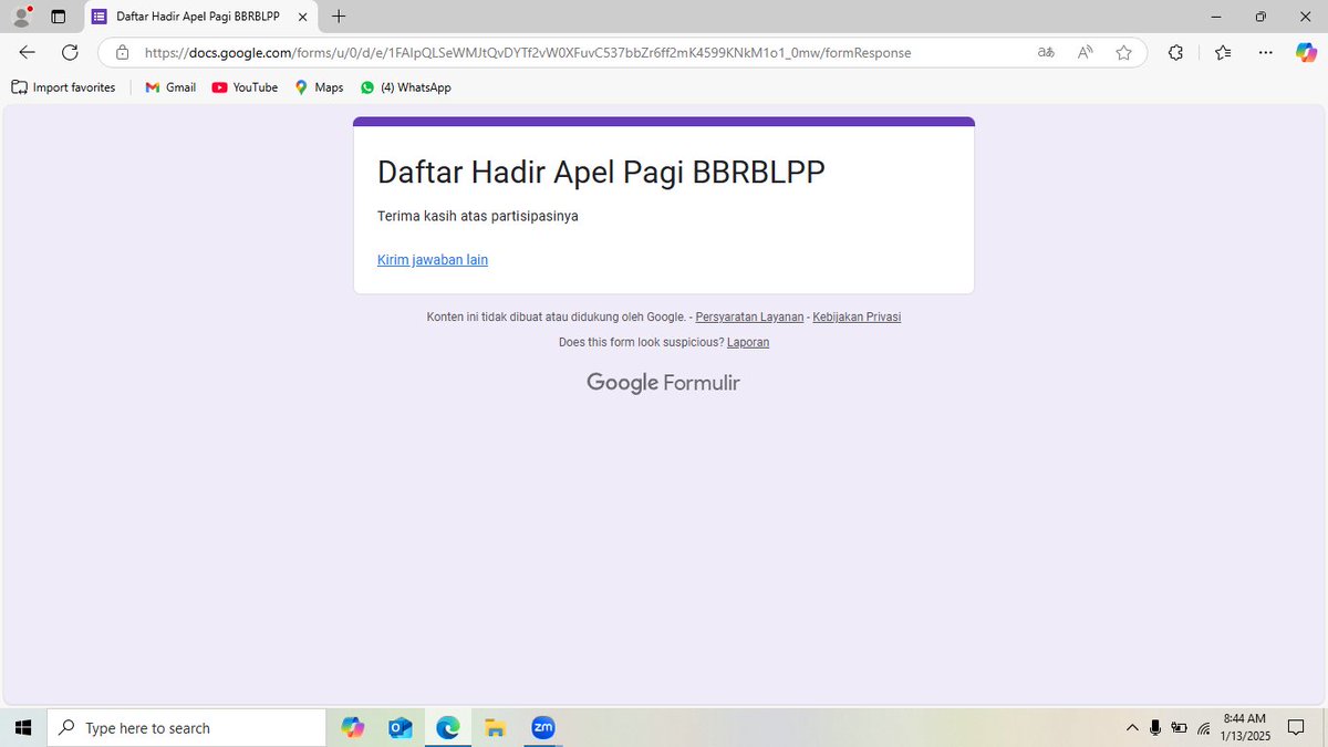 NalleRegi's tweet photo. Senin (13/1/2025), Regi N. Nalle, S.Pi Luhkan Kab. Sabu Raijua-NTT, Mengikuti apel pagi lingkup kantor BBRBLPP Gondol via zoom di Pos Penyuluh Perikanan.
#GiatLuhkanSatminkalGONDOL
#SabuRaijua
#LuhLapor
@bppsdm_gondol 
@bppsdm_puslatkp https://t.co/CfUdJFBrga