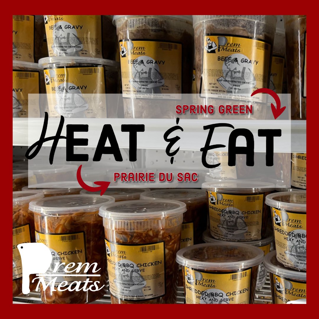 PremMeatsWI's tweet image. Stop by &amp;amp; check out our HEAT &amp;amp; EAT selections! We've done all the prep work, you just have to HEAT it up!! 🔥 Choose from Lasagna, Stuffed Shells, Meatloaf, Chicken &amp;amp; Gravy, Brisket, BBQ Pulled Pork, fresh made salads &amp;amp; sides.
#heatandeat #letusdothecooking #premmeats