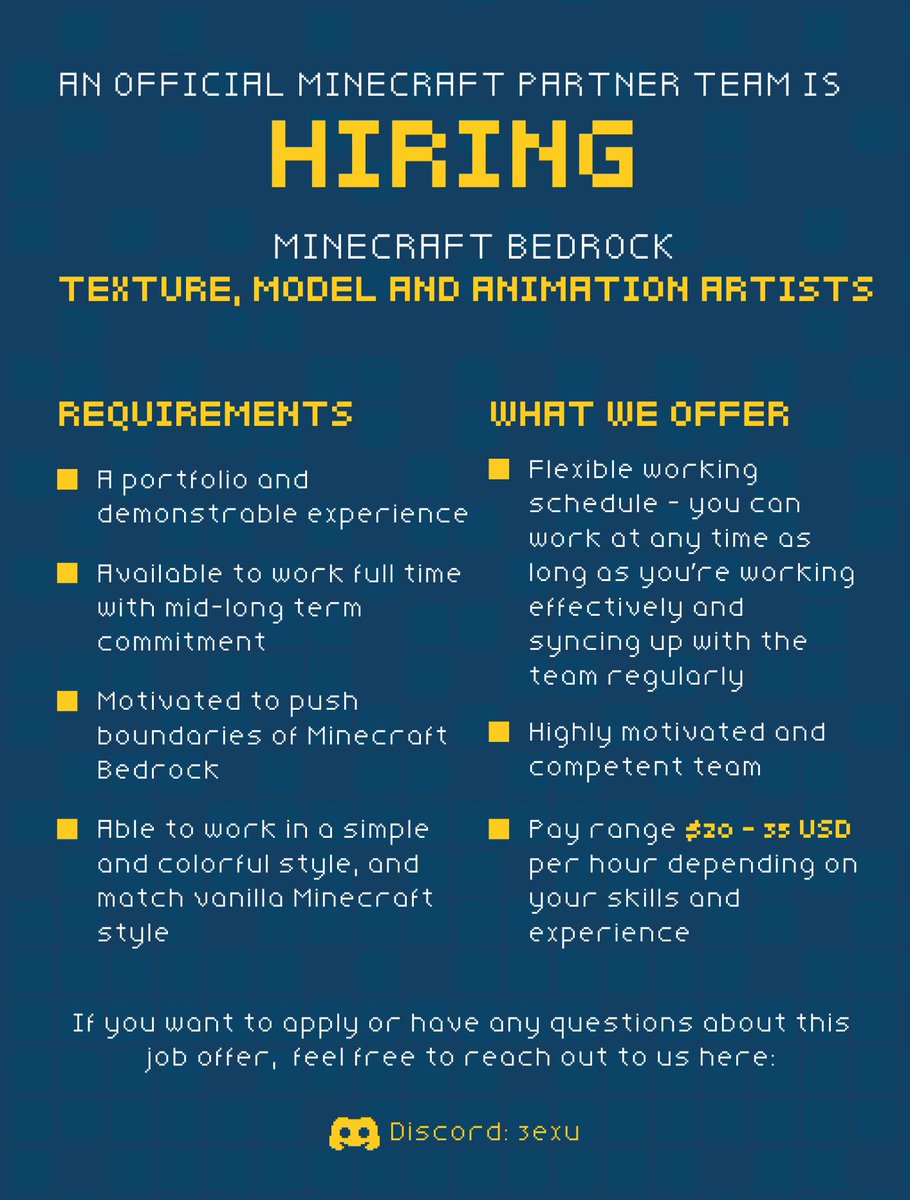 Howdy!
Reach out to me on Discord: 3exu

#Minecraft #pixelart #Blockbench