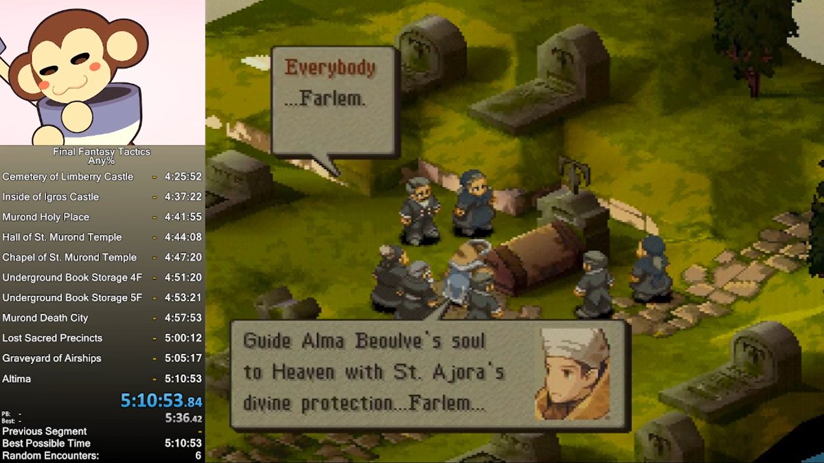 BetoKos's tweet photo. First completed run of FFT Any%. Good rng but slow menus and a lot of mistakes, still a lot to improve!

Farlem. https://t.co/a9nPRu1OGW