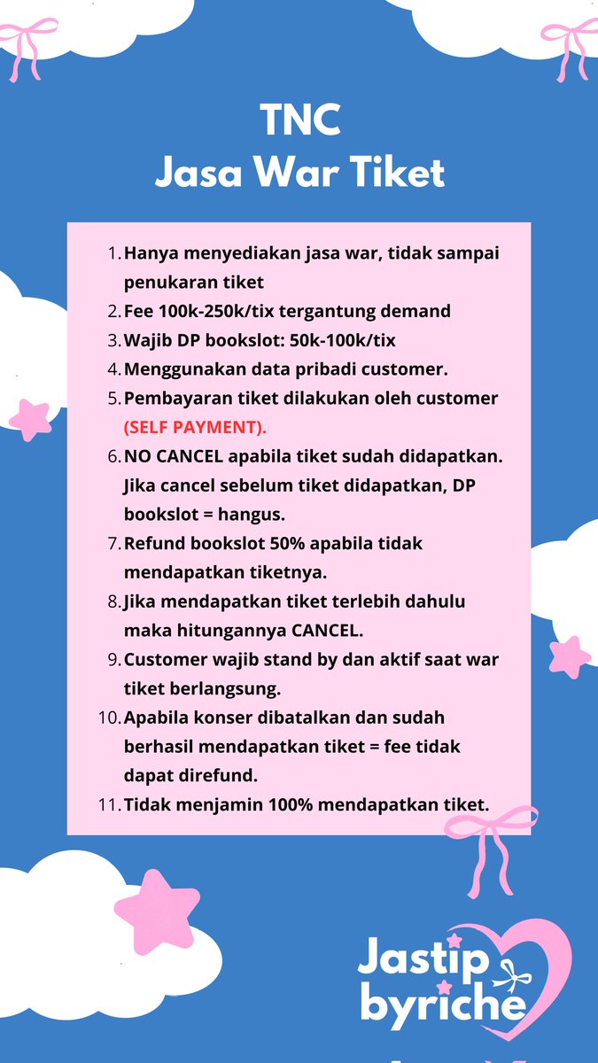 jastipbyriche's tweet photo. Open Jaswar 2025 BABYMONSTER 1st WORLD TOUR <HELLO MONSTERS> IN JAKARTA

✅Fee: 150k/tix | VIP: 200K/tix | DP: 50k/tix
✅Data pribadi + self payment
✅100% Trusted

☎️DM US

#베이비몬스터 #1st #WORLD_TOUR #HELLO_MONSTERS #JAKARTA #YG https://t.co/Y0ywsbS54k