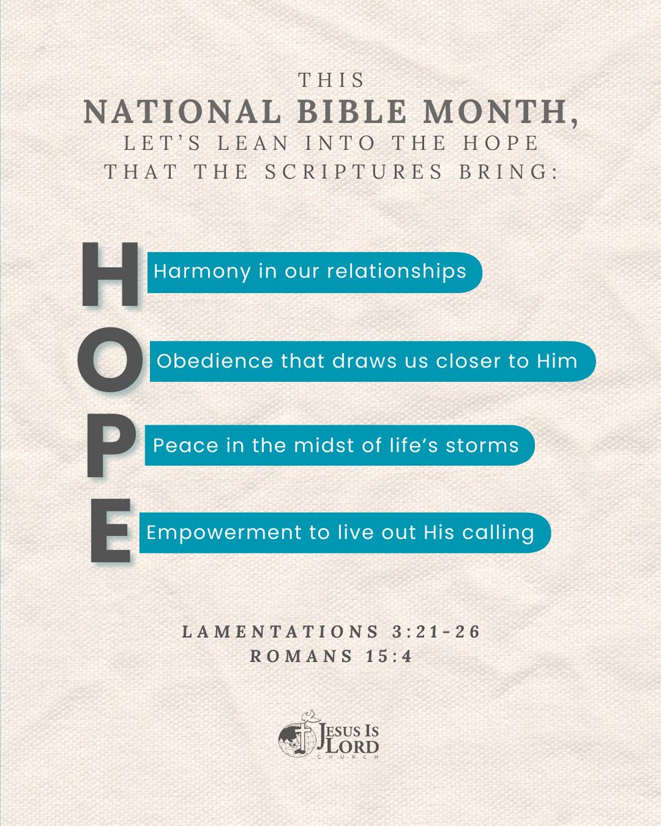JILWorldwide's tweet photo. Sometimes life feels heavy, doesn’t it? But here’s the good news: hope is never far, because God’s Word is always near. #NationalBibleMonth2025 https://t.co/14BnUX8hEi