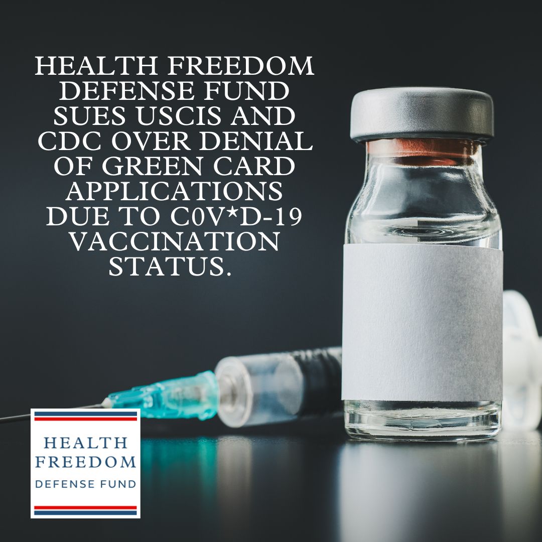 HFDF Sues USCIS and CDC Over Denial of Green Card Applications Due to C0v*d-19 Vaccination Status.
“The administration’s policy, in place for over three years, defies logic and scientific evidence,” said Leslie Manookian, president of HFDF.

&gt;&gt;&gt; healthfreedomdefense.org/health-freedom…